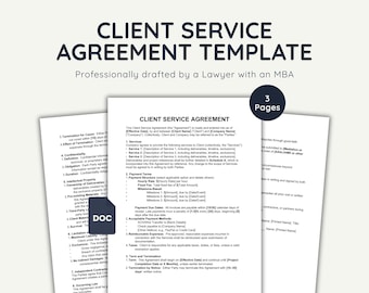 Client Service Agreement Template: Lawyer-Drafted Legal Contract (Instant Download .docx File)