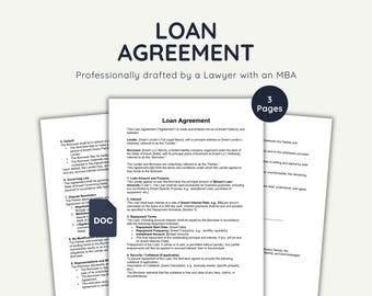 Lawyer-Drafted Loan Agreement Template: Editable Word Contract (Instant Download)