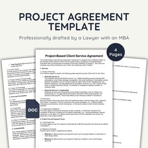 Project Agreement Template, Lawyer-Drafted Contract, Editable Word Document, Business Project Contract, Client Contract, Instant Download