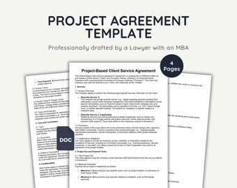 Lawyer-Drafted Project Agreement Template: Editable Business Contract (Instant Download .docx)