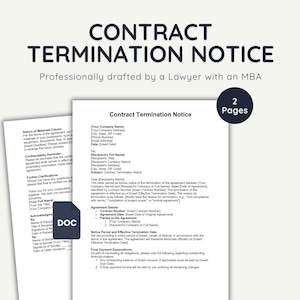 Contract Termination Notice Template, Editable Word Document, Lawyer-Drafted, Legal Termination Letter, Business Use, Instant Download