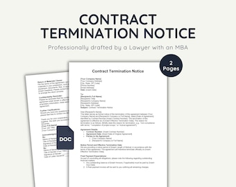 Lawyer-Drafted Contract Termination Template: Editable Word Document (Instant Download)