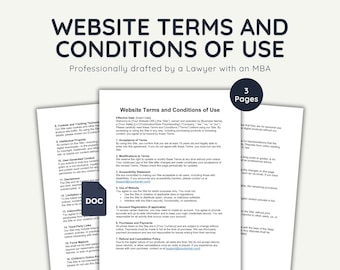 Website Terms and Conditions Template: Lawyer-Drafted Legal Policy (Word Document Digital Download)