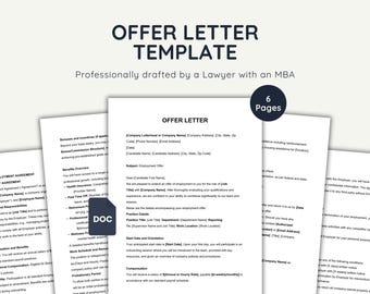 Editable Offer Letter Template: Lawyer-Drafted Legal Word Doc (Instant Download)