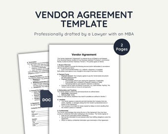 Vendor Agreement Template: Lawyer-Drafted Legal Contract (Word Doc, Instant Download)