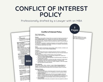Conflict of Interest Policy Template, Lawyer-Drafted (Editable Word Document)
