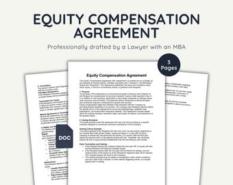 Equity Compensation Agreement Template: Lawyer-Drafted, Editable Word Doc (Instant Download)