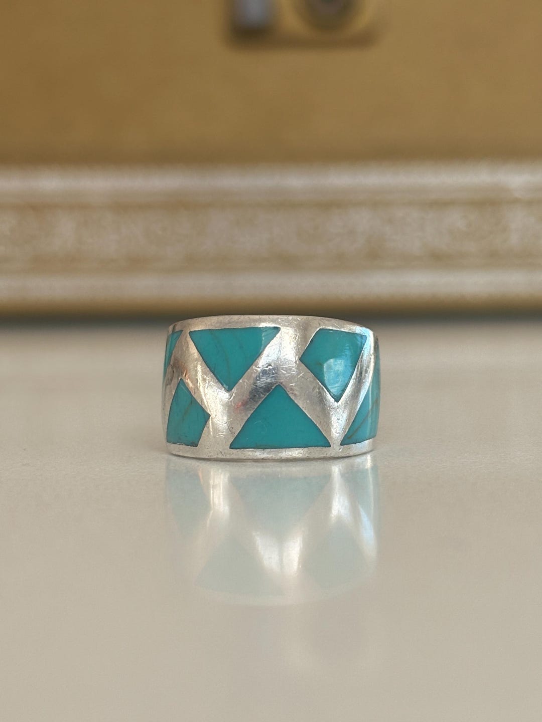 Turqoise Inlay Rings Turquoise Inlay Sterling 925 Silver Ring Size K - Etsy