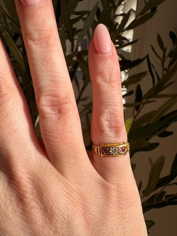 Antique Victorian 18ct solid gold Ruby & Diamond … - image 6