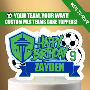 Printable Soccer Birthday Cake Topper – Choose Your Soccer Team, Custom Name & Age – Soccer Party Decor – DIGITAL DOWNLOAD FILE