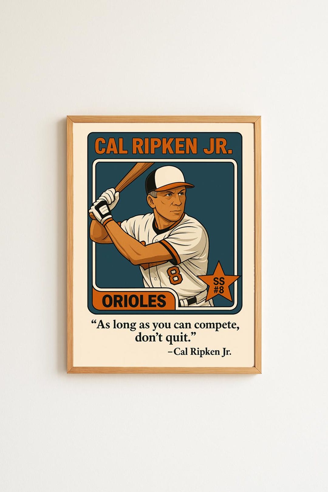 Cal Ripken Jr Poster – Vintage Baseball Card Style – Motivational Quote ...