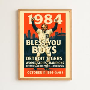 1984 Detroit Tigers Championship Poster – World Series Vintage-Style Printable Wall Art for Baseball Fans DIGITAL DOWNLOAD FILE
