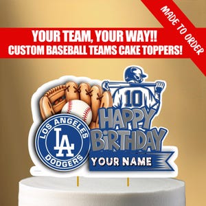 Printable Baseball Birthday Cake Topper – Choose Your Baseball Team, Custom Name & Age – Baseball Party Decor – DIGITAL DOWNLOAD FILE