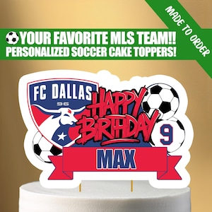 Printable Soccer Birthday Cake Topper – Choose Your Soccer Team, Custom Name & Age – Soccer Party Decor – DIGITAL DOWNLOAD FILE