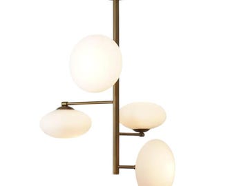 Brass Globe Chandelier, Modern Italian Handmade Pendant Light