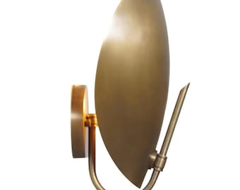 Brass Curved Shade Wall Sconce, Vintage Bedside Reading Lamp
