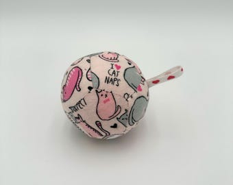 Patchwork Flannel Baby Rattle: Pink Kitty Cat Sensory Ball