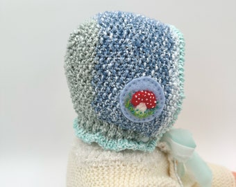 Crocheted cotton baby bonnet, summer bonnet, spring baby hat, OOAK baby gift, newborn to 6 month old