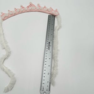 Crocheted pink crown headband, tiara, newborn to 6 month old, pink white image 6