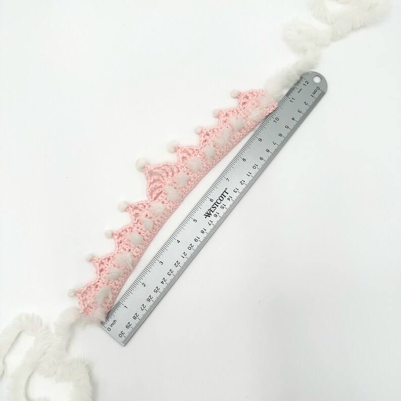 Crocheted pink crown headband, tiara, newborn to 6 month old, pink white image 5