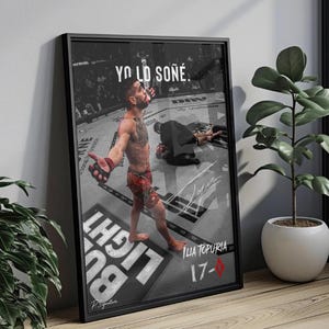 Ilia Topuria "Yo Lo Soñe" Charles Oliveira / Momento icónico / Luchador de MMA de la UFC / Decoración de pared / Impresión / Póster enmarcado