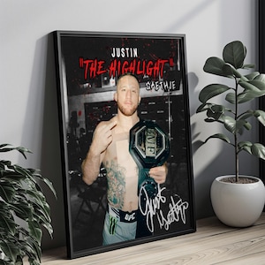 Justin Gaethje &#39;The Highlight&#39; | Iconic Moment| UFC MMA Fighter| Wall Decor| Print | Poster Framed