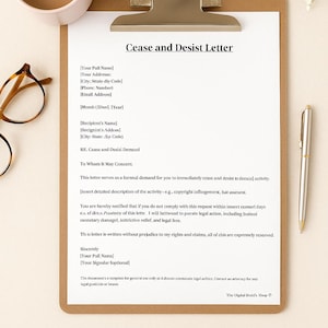 Editable Cease and Desist Letter Template | Canva Legal Form | Printable PDF | Instant Download | Stop Activity Legal Notice
