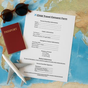 Child Travel Consent Form Template | Editable Parental Authorization for Minor to Travel | Notarized Child Travel Document PDF
