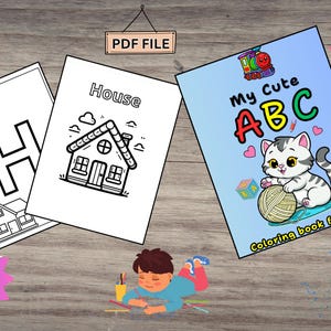 Livre de coloriage de l&#39;alphabet ABC | Coloriages éducatifs à imprimer pour enfants | Livre de coloriage de A à Z PDF | Activité d&#39;apprentissage pour les tout-petits