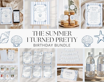 The Summer I Turned Pretty Birthday Bundle Coastal Birthday Kit Beach Party (Editable Printable Templates), BDY008