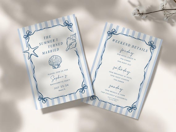 The Summer I Turned Married Bachelorette Party Invite Coastal Bachelorette Invitation Beach Bach Weekend Itinerary Template