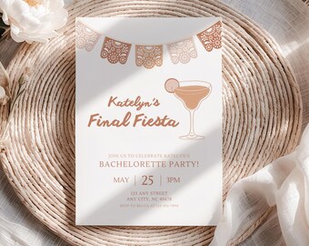 Final Fiesta Bachelorette Invitation Margarita Glass Invite Digital Download