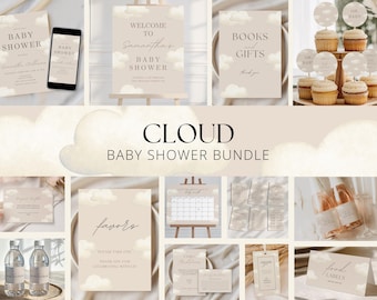 Beige Wolke Baby Dusche Bundle Gender Neutral Baby Shower druckbare Dekor digitaler Download, BBS006