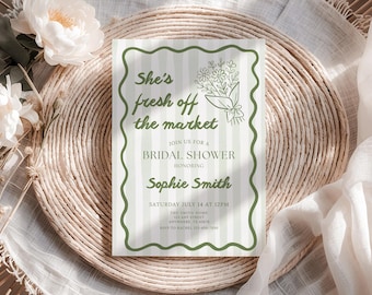 Fresh off the Market Bridal Shower Invitation Template Farmer's Market Wedding Shower Invite Spring Flower Bridal Brunch Editable Canva