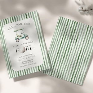 Golf 4th Birthday Invite Turning Fore Invitation Let's Par-Tee, Editable Canva Template, BDY010 image 2