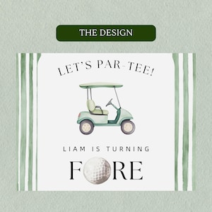 Golf 4th Birthday Invite Turning Fore Invitation Let's Par-Tee, Editable Canva Template, BDY010 image 7