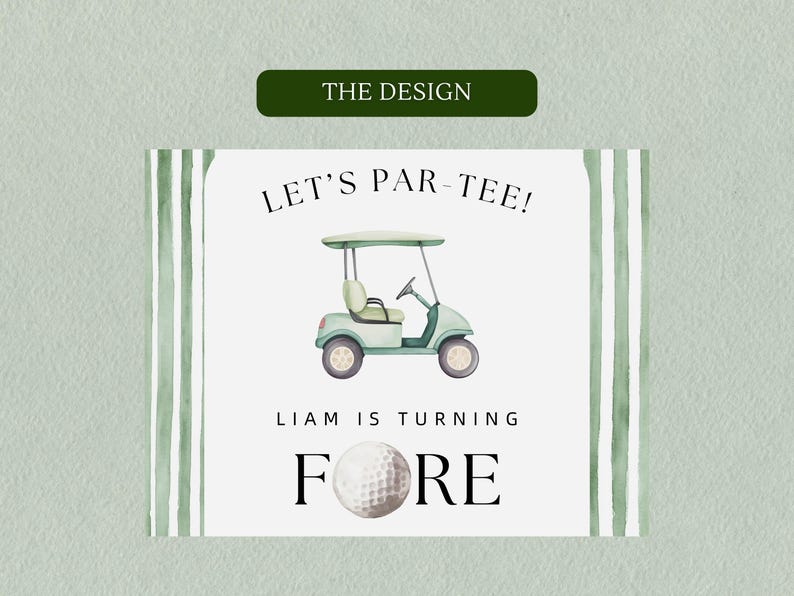 Golf 4th Birthday Invite Turning Fore Invitation Let's Par-Tee, Editable Canva Template, BDY010 image 7