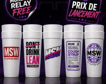 Pack de 5 vasos dobles de 20 oz Iconic Remix – Vasos personalizados My Sipping World – Diseño de ropa urbana de colección – Disponible en Mondial Relay Europe