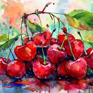 Sweet Cherry Dreamscape – Lush Fruit Wall Decor with Watercolor Aesthetic