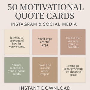 50 kaarten met motiverende quotes voor Instagram | Zelfzorg | Flash-kaarten met positieve quote | Dagelijkse inspiratie voor sociale media en zelfzorg