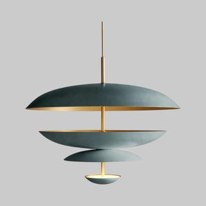 Mid-Century 1950s Antique six Light Modern Raw Brass Pendant Sputnik light Fixture Modern Brass Chandelier.