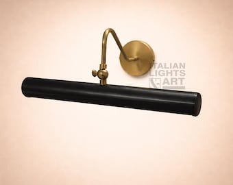 Mid-Century Modern Italian Picture Light in Black Color, The Art Display Adjustable Handmade Brass Wall Sconce For Display and Decor