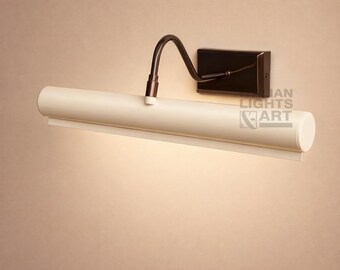 Mid-Century Modern Italian Picture Light in Perfect White Color, The Art Display Adjustable Handmade Brass Wall Sconce For Display and Decor
