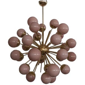 Modern Italian Stilnovo Style Brass Ceiling Light Glass Globe Ball 1950&#39;s Chandelier Light Italian Sputnik Lamp Lighting.