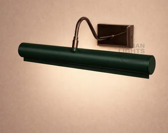 Mid-Century Modern Italian Picture Light in Green Color, The Art Display Adjustable Handmade Brass Wall Sconce For Display and Decor
