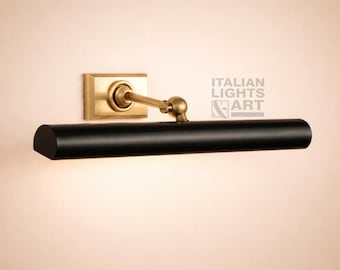 Mid-Century Modern Italian Picture Light in Black Color, The Art Display Adjustable Handmade Brass Wall Sconce For Display and Decor