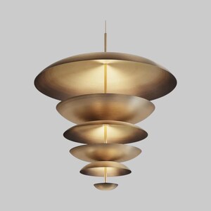 Mid-Century 1950s Antique six Light Modern Brass Antique Pendant Sputnik light Fixture Modern Brass Chandelier.