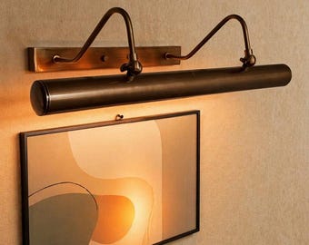 Mid-Century Modern Italian Picture Light The Art Display Adjustable Handmade Brass Wall Sconce For Display and Decor