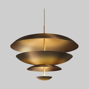 Mid-Century 1950s Antique six Light Modern Raw Brass Pendant Sputnik light Fixture Modern Brass Chandelier.