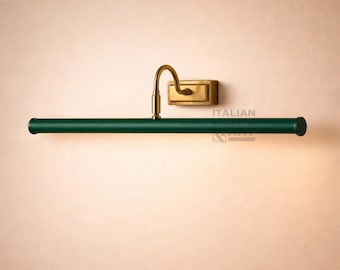 Mid-Century Modern Italian Picture Light The Art Display Adjustable Handmade Brass with Green Color Wall Sconce For Display & Decor